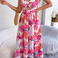 *APP EXCLUSIVE* Botanical Print Tied Backless Cutout Slit Dress