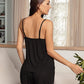 *App Exclusive* Spliced Mesh Lace Trim Cami and Shorts Pajama Set