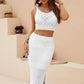 *APP EXCLUSIVE* Openwork Cropped Tank and Slit Skirt Set