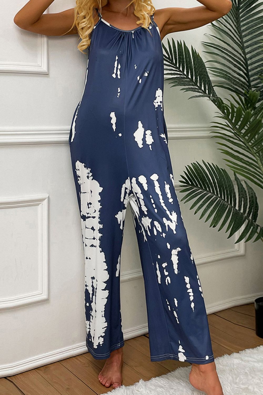 *App Exclusive* Tiedye Spaghetti Strap Jumpsuit with Pockets