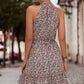*App Exclusive* Floral Frill Trim Keyhole Sleeveless Dress