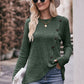 * APP EXCLUSIVE* Ribbed Round Neck Buttoned Long Sleeve Tee