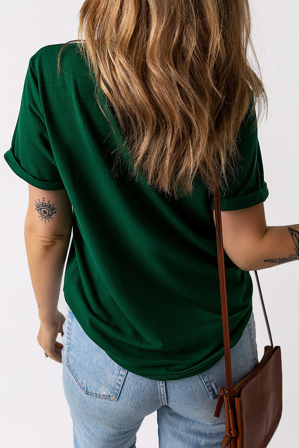 *APP EXCLUSIVE* Round Neck Cuffed Short Sleeve Tee