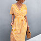 *App Exclusive* Striped Tie Belt Midi Dress