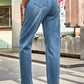 * APP EXCLUSIVE* Distresssed Buttoned Loose Fit Jeans
