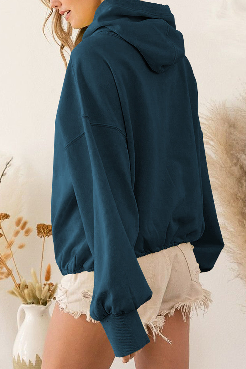 * APP EXCLUSIVE* Zip-Up Dropped Shoulder Hoodie