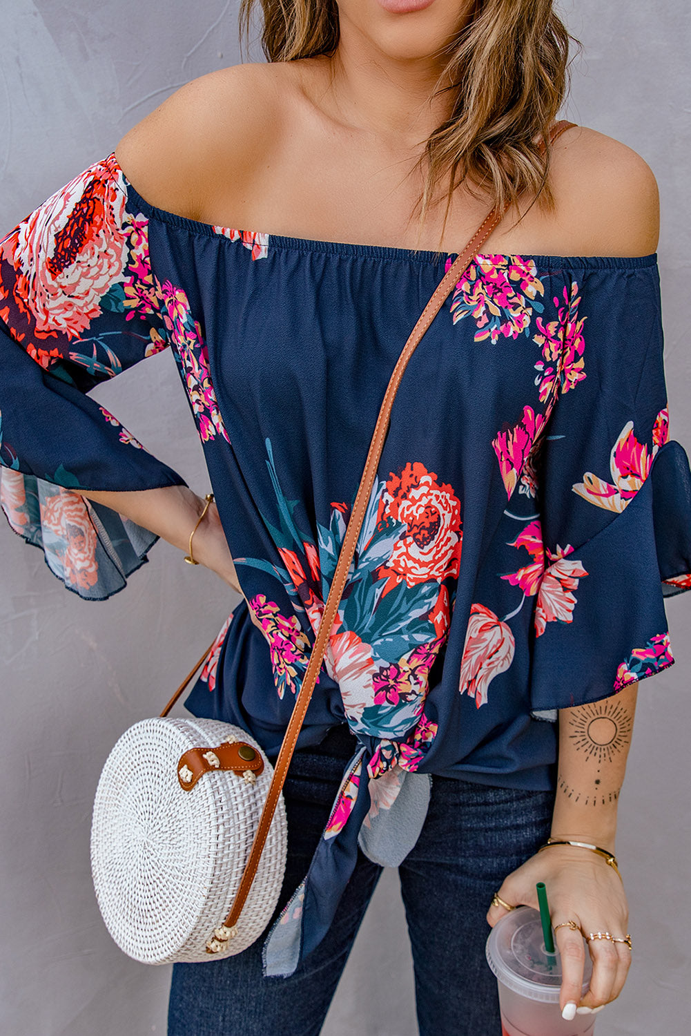 *App Exclusive* Off-Shoulder Flounce Sleeve Top