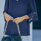 *APP EXCLUSIVE* Sheer Striped Flare Sleeve Vneck Blouse