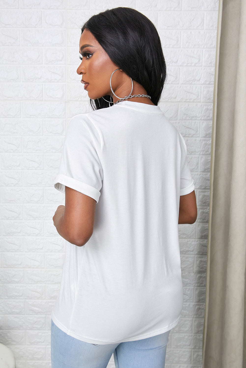 *APP EXCLUSIVE* Round Neck Cuffed Short Sleeve Tee