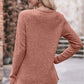 * APP EXCLUSIVE* Ribbed Round Neck Buttoned Long Sleeve Tee