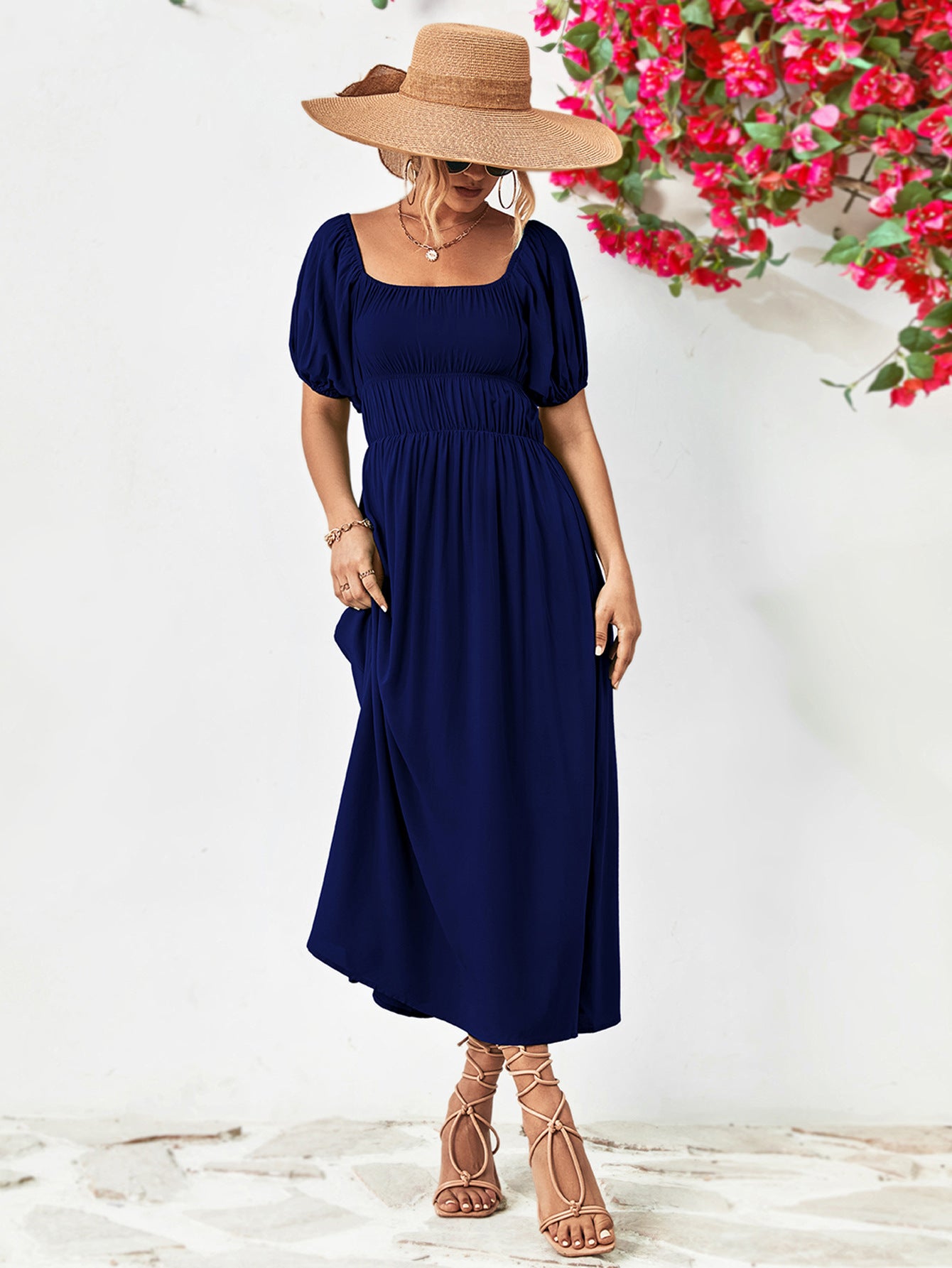 *APP EXCLUSIVE* Off-Shoulder Balloon Sleeve Midi Dress