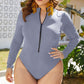 *App Exclusive* Zip Up Long Sleeve On Piece Swimsuit