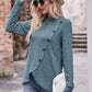 * APP EXCLUSIVE* Ribbed Round Neck Buttoned Long Sleeve Tee