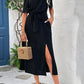 *APP EXCLUSIVE* Tie-Waist Cold Shoulder Maxi Dress