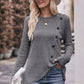 * APP EXCLUSIVE* Ribbed Round Neck Buttoned Long Sleeve Tee