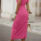 *APP EXCLUSIVE* Cold Shoulder Short Sleeve Split Dress