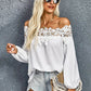 Lace Trim Textured Off-Shoulder Blouse