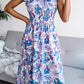 Floral Tie Shoulder Smocked Midi Dress