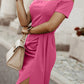 *APP EXCLUSIVE* Cold Shoulder Short Sleeve Split Dress