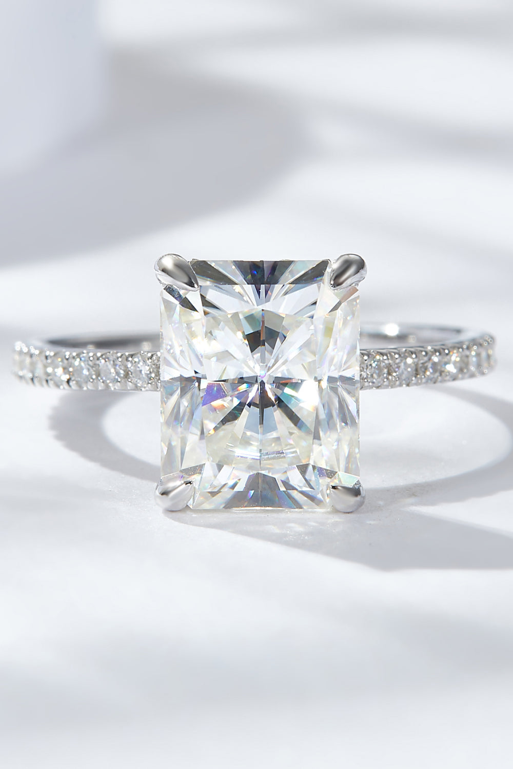 *APP EXCLUSIVE* 4 Carat Moissanite 4-Prong Side Stone Ring