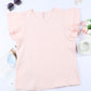*APP EXCLUSIVE* Textured Flutter Sleeve Keyhole Blouse