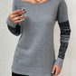 * APP EXCLUSIVE* Boat Neck Long Printed Sleeve Blouse