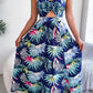 *APP EXCLUSIVE* Botanical Print Tied Backless Cutout Slit Dress