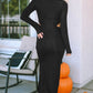 * APP EXCLUSIVE* Cutout Round Neck Long Sleeve Slit Maxi Dress