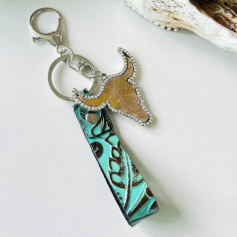 *APP EXCLUSIVE* Rhinestone Bull Keychain