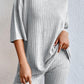 * APP EXCLUSIVE* Round Neck Ribbed Top and Shorts Lounge Set