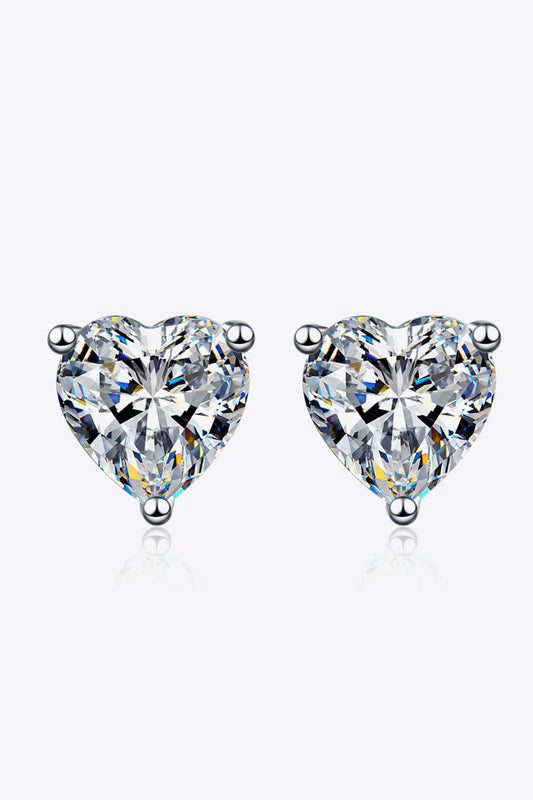 *APP EXCLUSIVE* 2 Carat Moissanite Heart-Shaped Stud Earrings