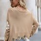 *App Exclusive* Flower Distressed Ribbed Trim Sweater