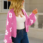 *App Exclusive* Floral Open Front Fuzzy Cardigan