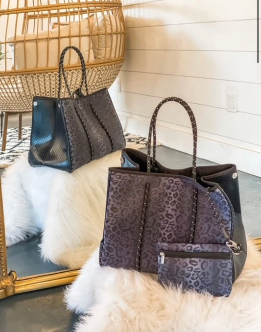 Neoprene Tote Bag- Matte Cheetah