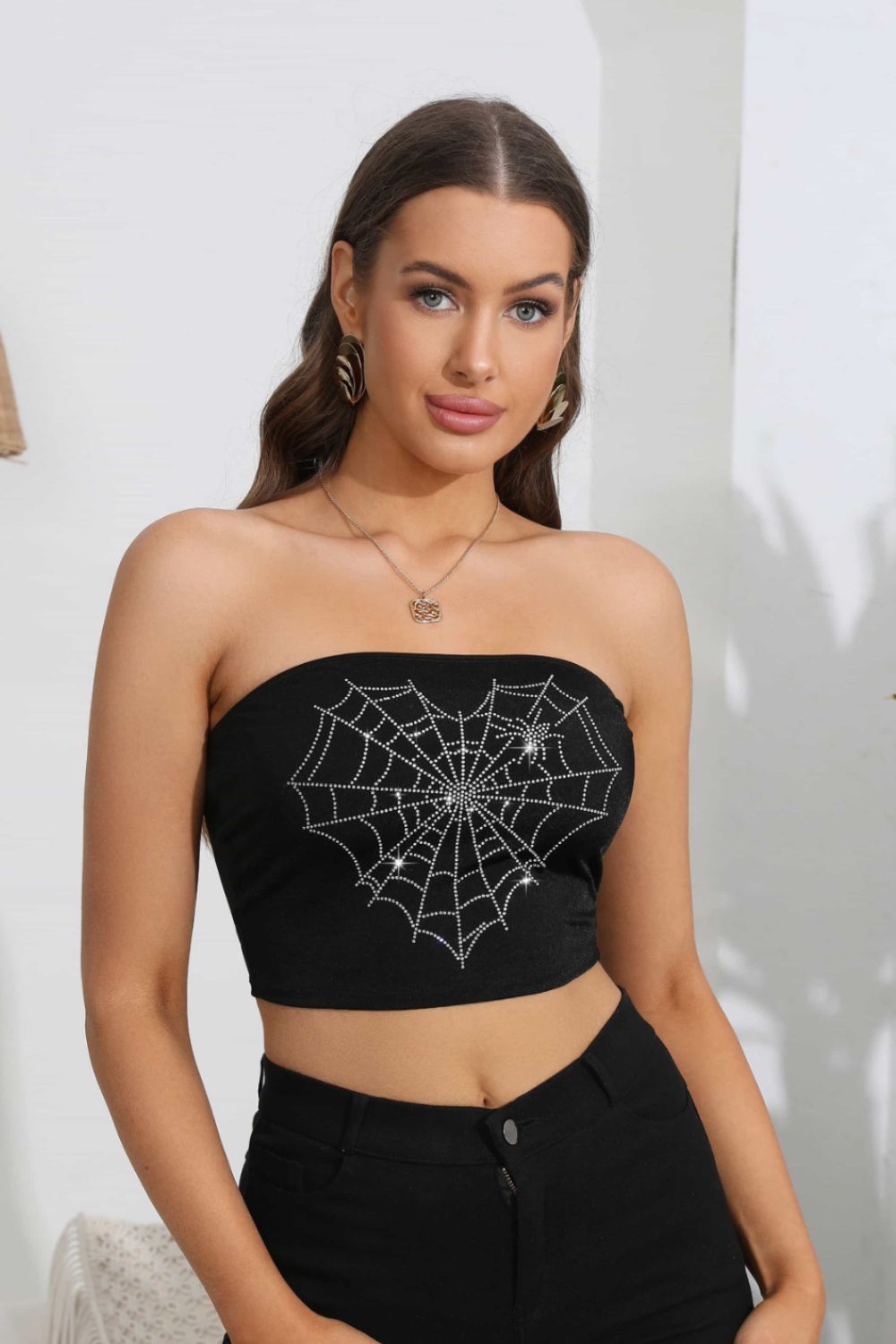 *APP EXCLUSIVE* Heart Spider Web Tube Top