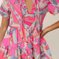 *APP EXCLUSIVE* Multicolored Tie Neck Short Sleeve Tiered Dress