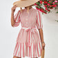 *APP EXCLUSIVE* Striped Half Sleeve Tie Waist Mini Dress