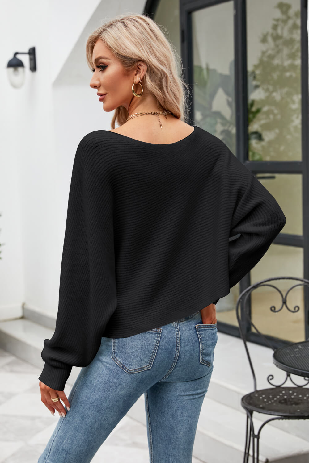 *App Exclusive* Boat Neck Cold Soulder Sweater