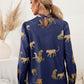 *APP EXCLUSIVE* Leopard Graphic Mock Neck Puff Sleeve Blouse