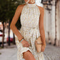 *App Exclusive* Floral Frill Trim Keyhole Sleeveless Dress