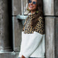*App Exclusive* Leopard Color Block Half-Zip Pullover
