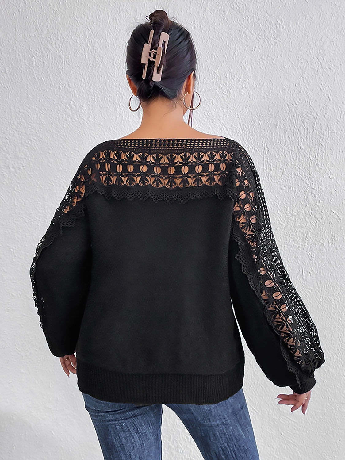 *APP EXCLUSIVE* Lace Trim Boat Neck Knit Top