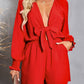 *APP EXCLUSIVE* Tied Flounce Sleeve Plunge Romper