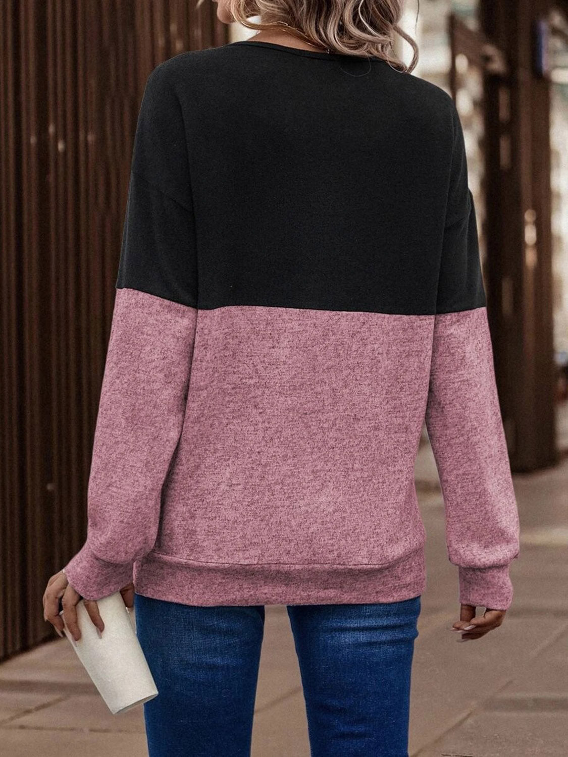 *APP EXCLUSIVE* Two-Tone Crisscross Detail Sweatshirt