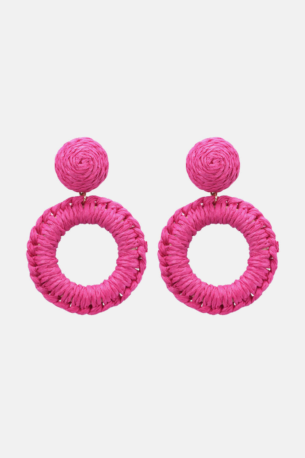 *APP EXCLUSIVE* Round Shape Raffia Grass Dangle Earrings