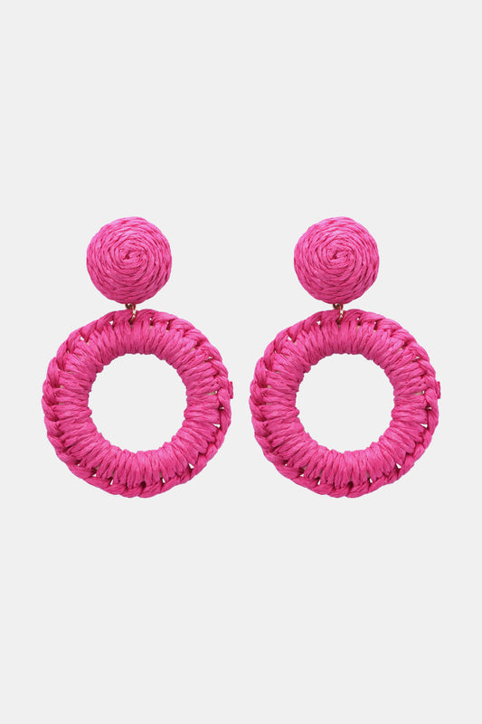 *APP EXCLUSIVE* Round Shape Raffia Grass Dangle Earrings