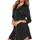 *APP EXCLUSIVE*  Button Up Collared Neck Night Dress with Pocket