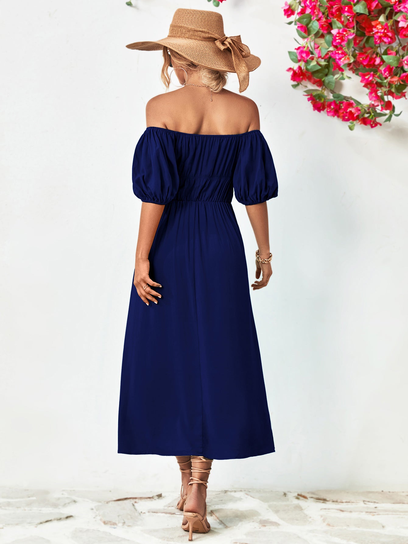 *APP EXCLUSIVE* Off-Shoulder Balloon Sleeve Midi Dress