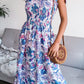Floral Tie Shoulder Smocked Midi Dress