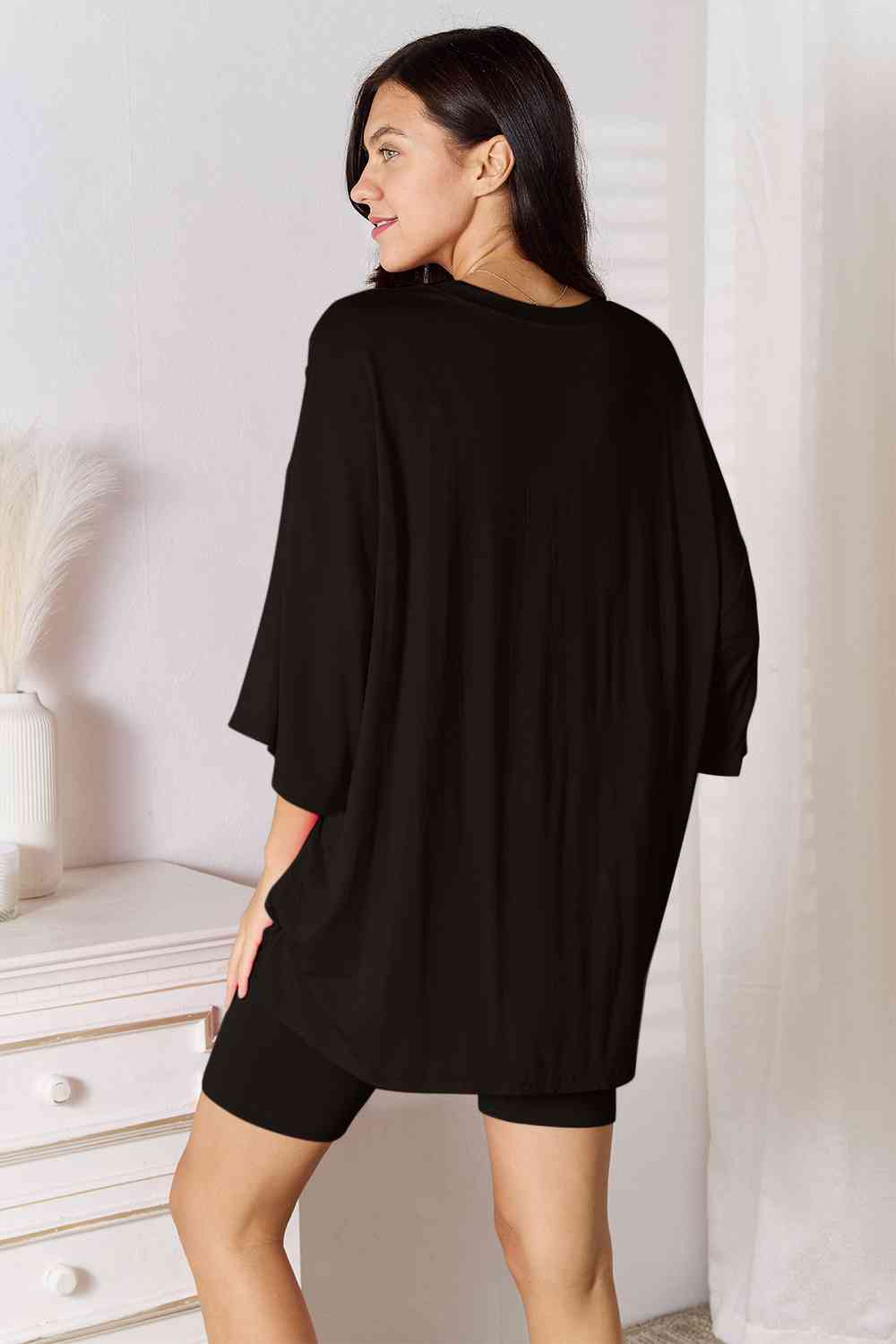 *APP EXCLUSIVE*x Soft Rayon Three-Quarter Sleeve Top and Shorts Set